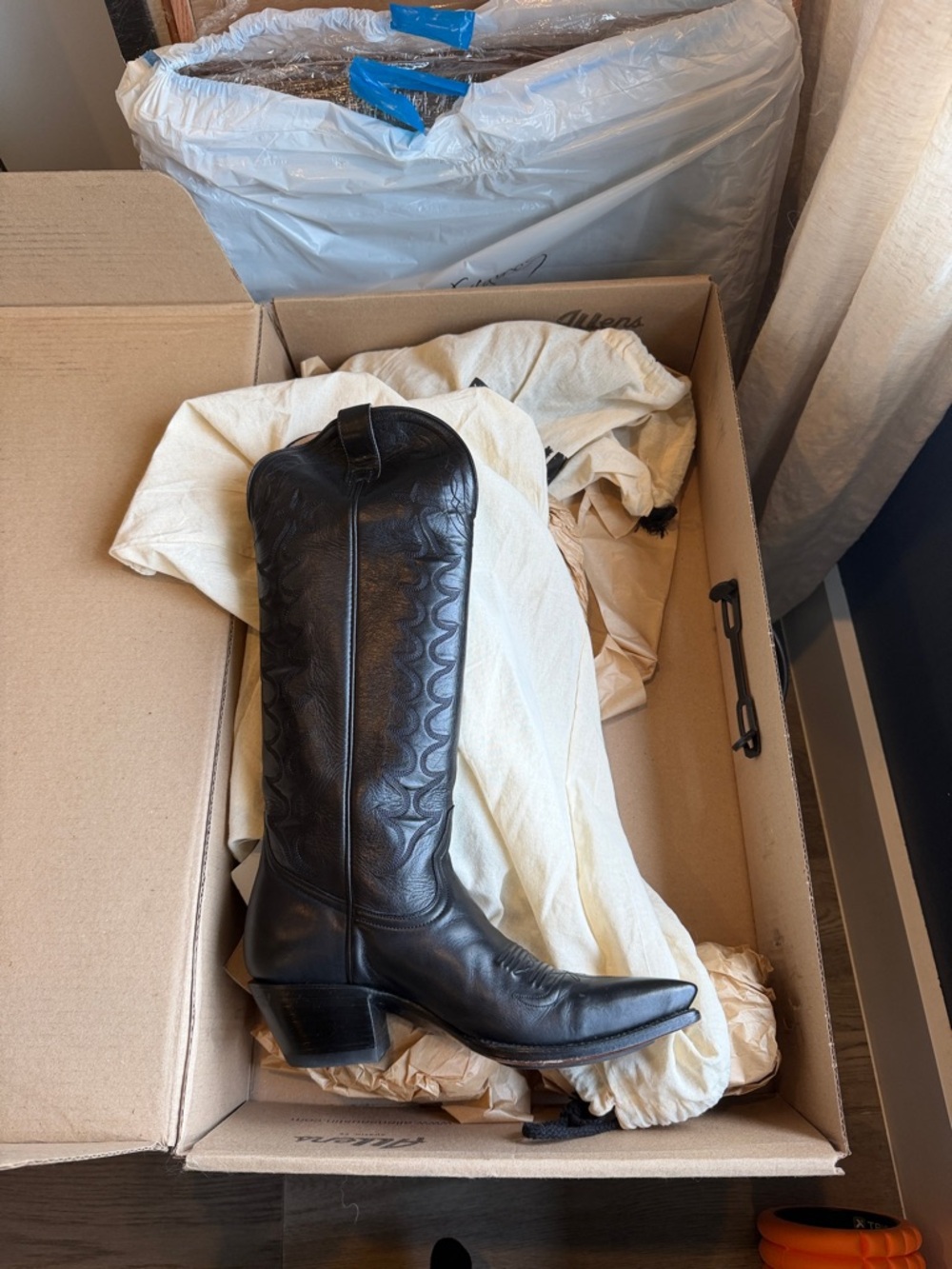 Heritage Boot Co. Black Leather Western Knee-High Boot